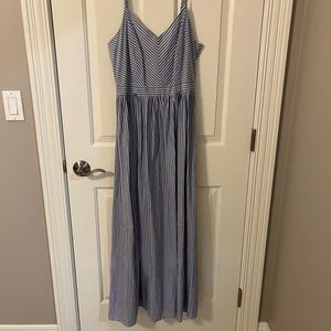 Blue and white striped loft maxi dress. Medium